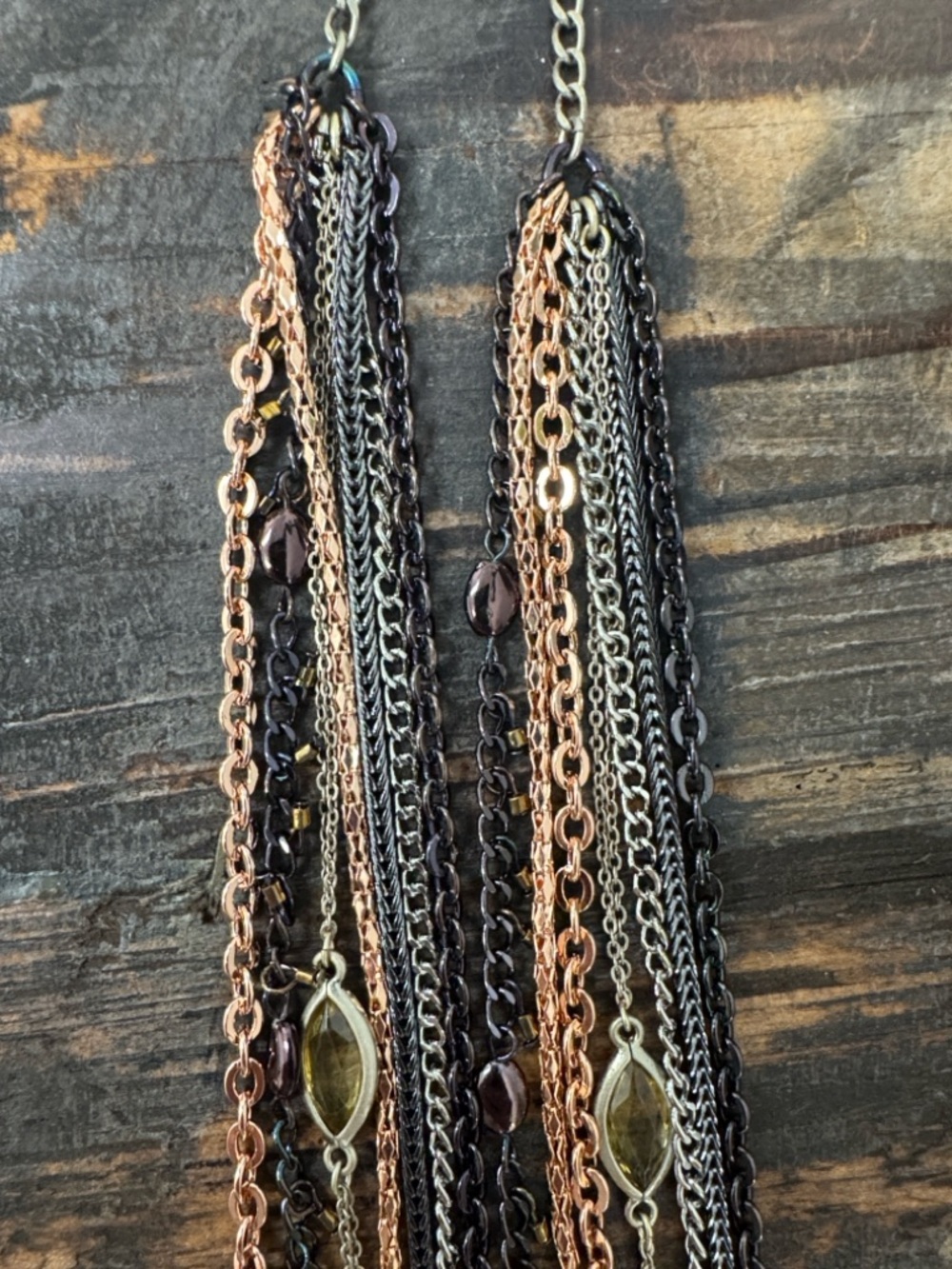Ann Taylor LOFT Multi-Strand Mixed Metals Long Layering Necklace - Picture 2 of 3